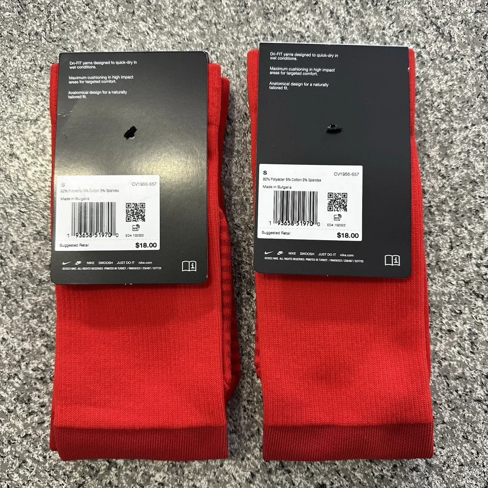 Nike Matchfit Soccer Socks Youth 3Y-5Y Womens 4-6 Red Knee High OTC DRI-FIT